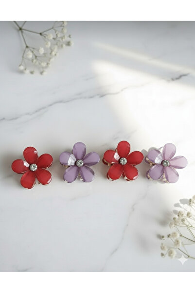 Seç All Çiçek Şeklinde Metal Toka, Metal Klipsli Renkli Çiçek Toka (4 Adet)