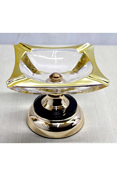 Store Metal Ayaklı Cam Küllük – Şık Masaüstü Dekoratif Küllük 20x13 cm