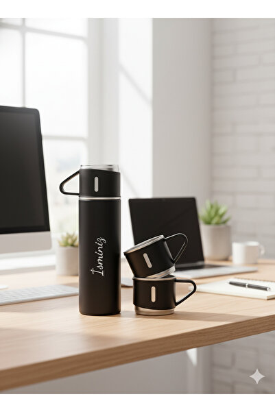 GiralStore Men's Thermos 500ml A+ Quality Stainless Steel Coffee Thermos with 3 Cups