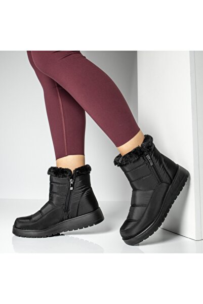 BMoD Women's black short boots with zipper and thick sole MOD14123