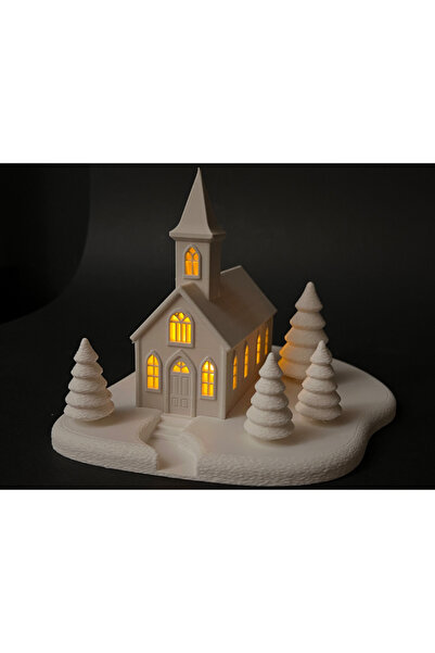 Goplast Premium Yılbaşı Süsü Led Işıklı Tekli Bahçeli Ev Dekorasyon Biblo Kış...