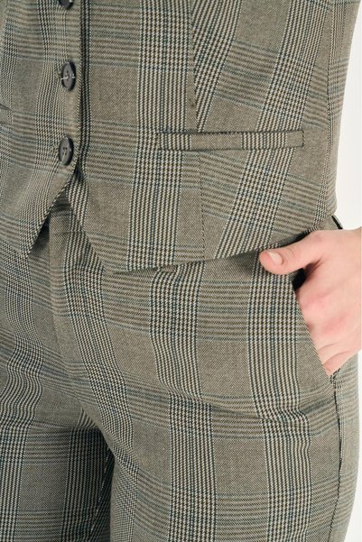 Major Women's Blazer Plaid 3-Piece Suit Jacket Pants Vest