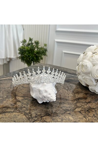 Taşmeran Zircon Stone Designed Bridal Tiara High Quality Wedding Henna Engage...