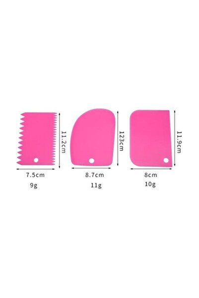DAMMERUN 3-Piece Hard Plastic Dough Scraper Set – Pink Dough Scraper and Shaper