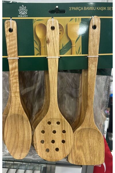 ZERAFET مجموعة ملاعق من الخيزران مكونة من 3 قطع