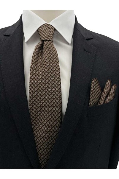 Brianze 7,5 см коричневий смугастий краватковий набір