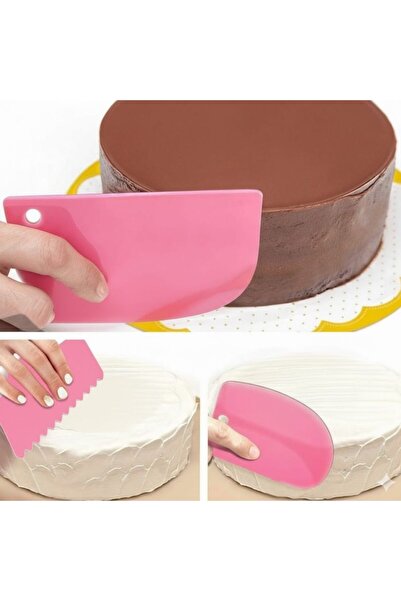 DAMMERUN 3-Piece Hard Plastic Dough Scraper Set – Pink Dough Scraper and Shaper