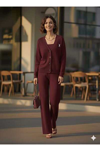 Cemre Life New Deux Two-Button Embroidered Knitwear Set