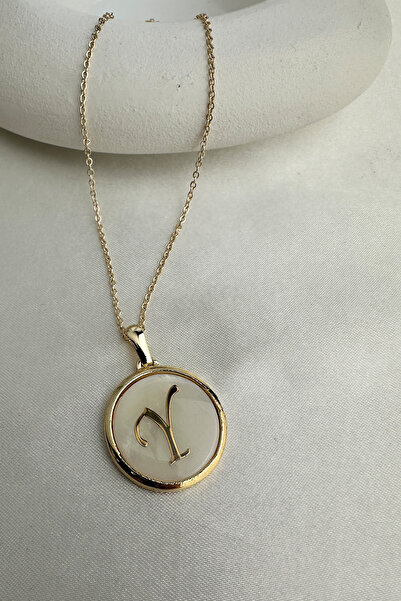 Modex Gold Yellow White Letter Y Necklace (40+5cm Letter:2Cm)