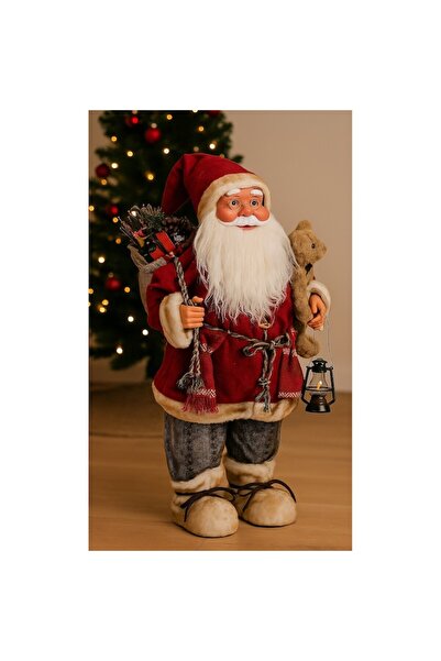 AB HOMES Decorative Santa Claus Figurine with Lantern and Gift Sack, 60 cm