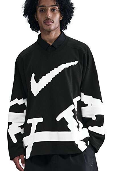 Nike Men's Long Sleeve T-Shirt m Nk Club Hockey Jsy Neo Vrsty Oversized Retro Loose Fit Men's T-Shirt T-Shirt