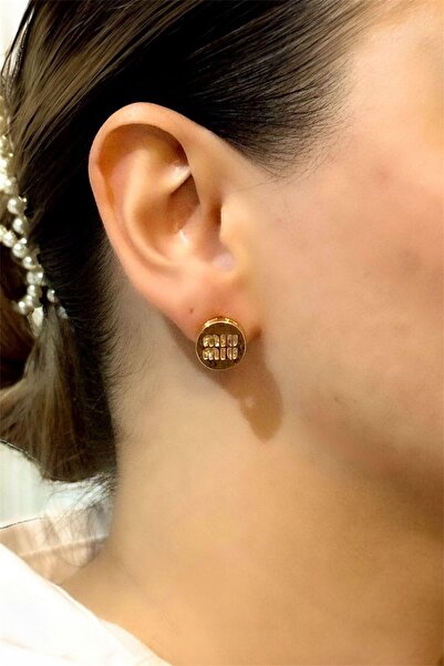 MatmazelLavinya Gold Steel Earrings with Stone Detail