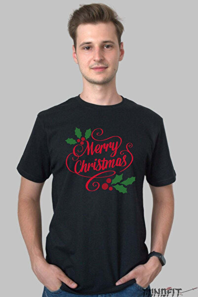 GILDAN Tricou De Craciun Merry Christmas Cu Frunze De Ilex Barbat