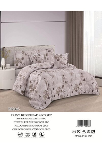 Moon Plain floral summer bedspread, 6 pieces, by Najmat Al-Qayrawan