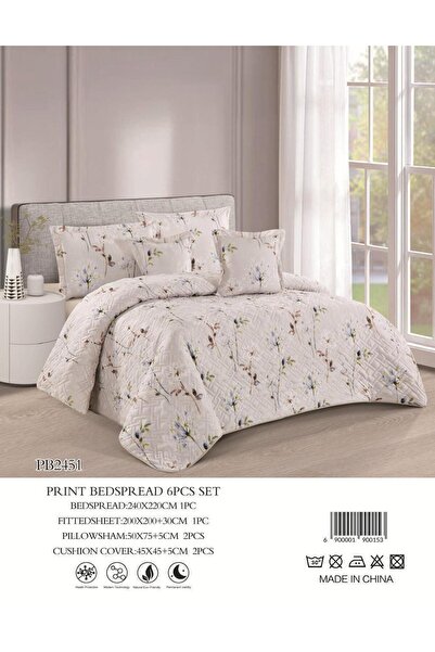 Moon Plain floral summer bedspread, 6 pieces, by Najmat Al-Qayrawan