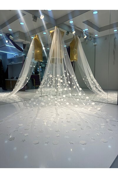 sanem moda Fransız Dantelli Gelin Duvağı Çift Kat Taraklı Gelin Duvağı