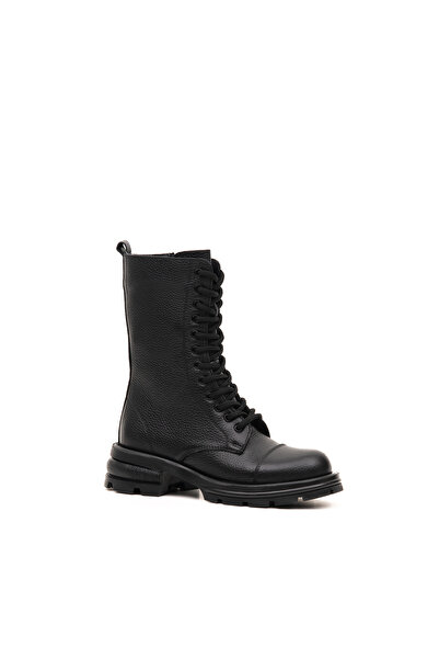 Bulls & Gulls Γυναικείες μακριές μπότες από γνήσιο δέρμα με κορδόνια μπροστά