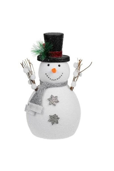 AB HOMES Christmas Decorative Figurine Snowman 37 cm Gray with Silver Glitter