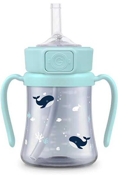 GROSMIMI Whale PPSU Straw Cup for Babies, 200ml – Spill-Proof, BPA-Free, Easy Grip (Creamy Blue)