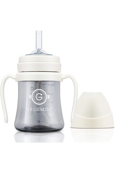 GROSMIMI Spill-Proof Magic Sippy Cup with Straw & Handle, PPSU, BPA Free, 6 oz (White)