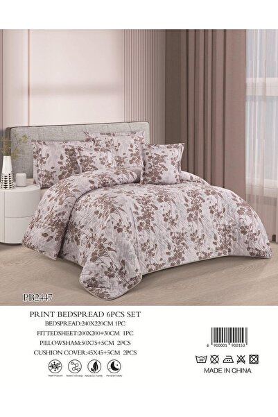 Moon Plain floral summer bedspread, 6 pieces, by Najmat Al-Qayrawan