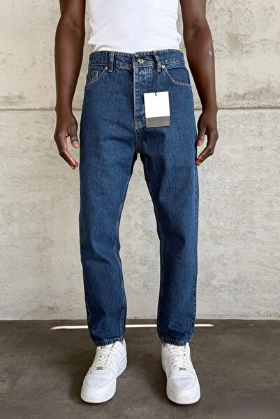 MADZEYMODA Men's Boyfriend Fit Navy Blue Denim Jean Pants Ke-971