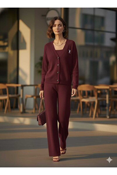 Cemre Life New Deux Two-Button Embroidered Knitwear Set