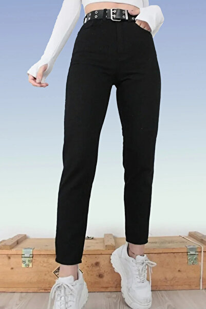 kleshus بنطلون جينز موم من القطن ذو خصر عالٍ وأزرار قصة ضيقة - جينز موم جديد Hsn