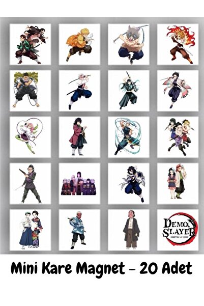 TİWO DİJİTAL DEMON SLAYER HAŞİRALAR ANİME TASARIM 6X6 cm 20 Lİ BUZDOLABI MAGNETİ