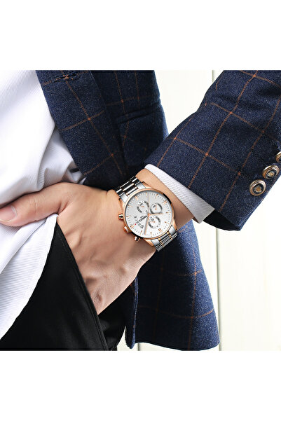 Nibosi Men's Wristwatch Quartz Casual Elegant Fashion Analog Silver Gold