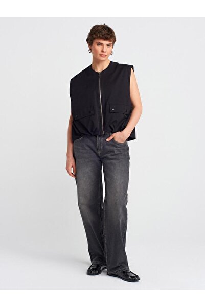 Dilvin 60571 Skirt Part with Ruched Detail Balloon Vest