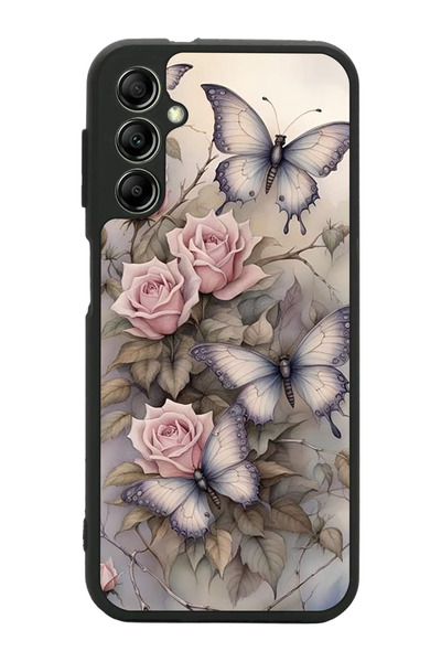 Aksel Kılıf متوافق مع هاتف سامسونج جالاكسي A14 مطبوع، أسود غير لامع، سيليكون ...