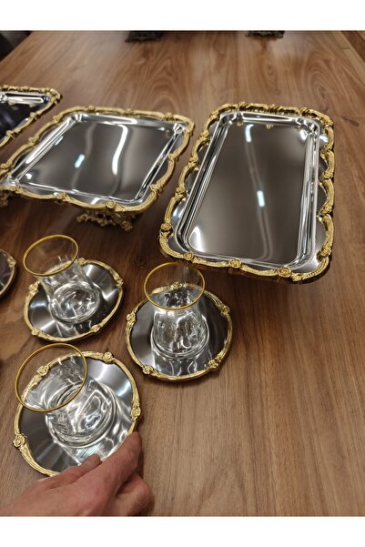 P&ORA PREMIUM KITCHEN PRODUCTS Silver Gold Premium 5 Tea Set