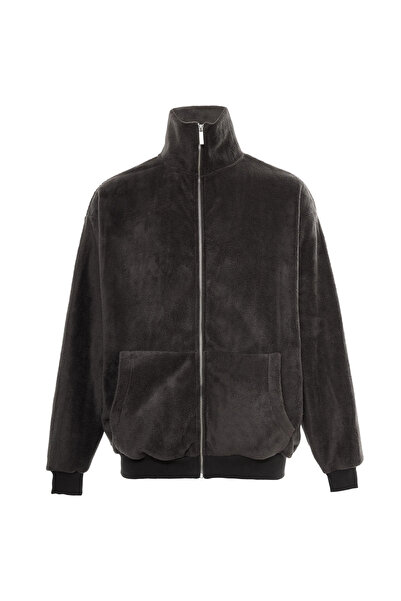 MORREZ Bull Horns Nakış Detaylı Fermuarlı Peluş Ceket