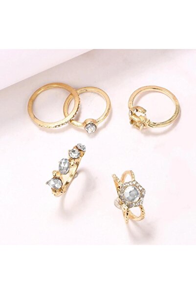 Pursehuit Set de 5 inele aurii, cu pietre, Femme C4