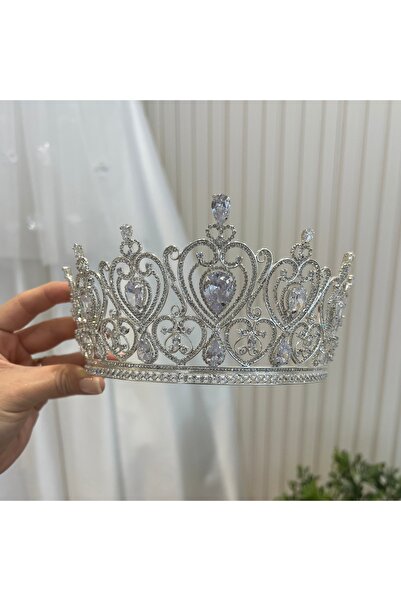 Taşmeran Zircon Stone Designed Bridal Tiara Quality Special Collection Weddin...