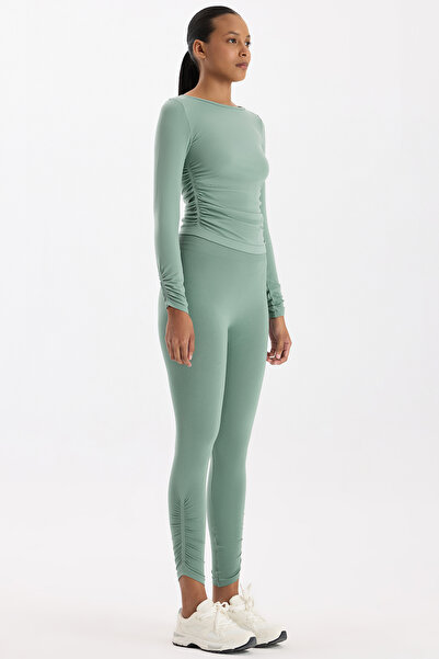 COMEUP Drawstring Cuffed Sports Leggings Sea Foam