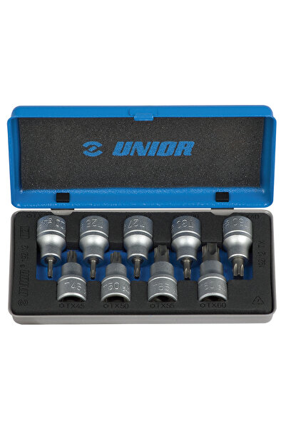 Unior Trusa capete chei tubulare cu profil TX 1/2'' in cutie metalica