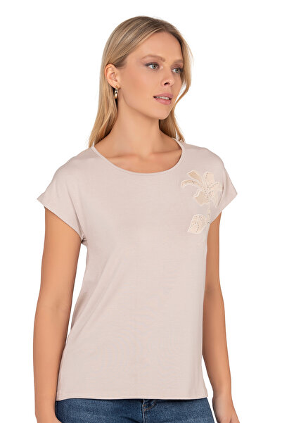 ÖZKAN underwear Özkan 27468 Women's Premium Fabric Front Printed Stretch Fabric Knitted Blouse