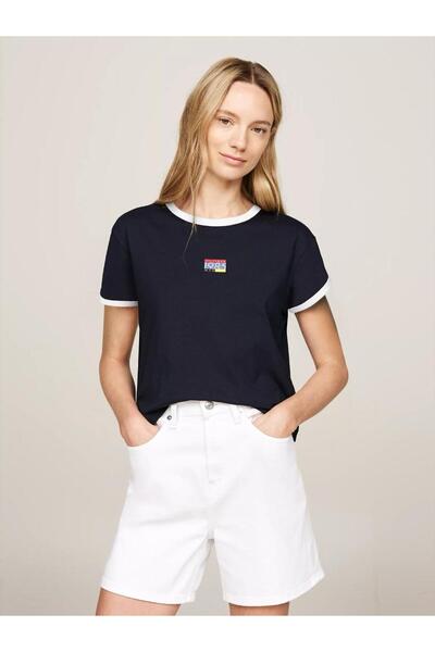 Tommy Hilfiger Kadın Pamuklu Team Skinny Fit Ringer T-Shirt