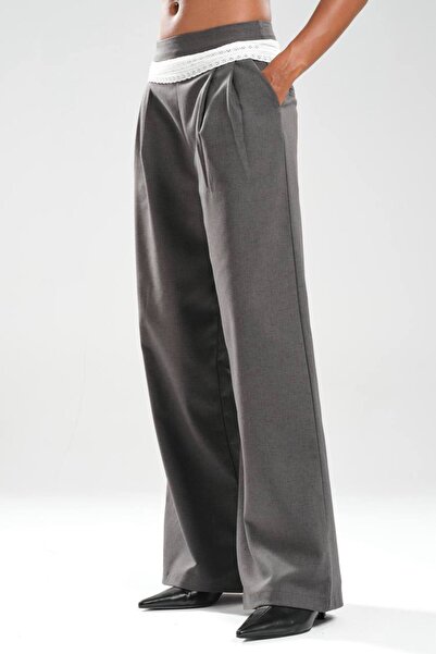 tw3 Women's Lace and Pleated Detailed Design Trousers