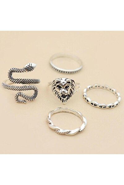 Pursehuit Set de 5 inele argintii, cu șarpe, Munda C3