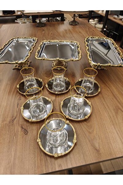 P&ORA PREMIUM KITCHEN PRODUCTS Silver Gold Premium 5 Tea Set