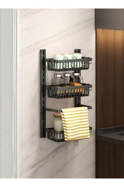 Generic 3 Tier Multi-Functional Storage Rack, Wall-Mounted Rack, Snap-On adjustable Seasoning And Daily Nec