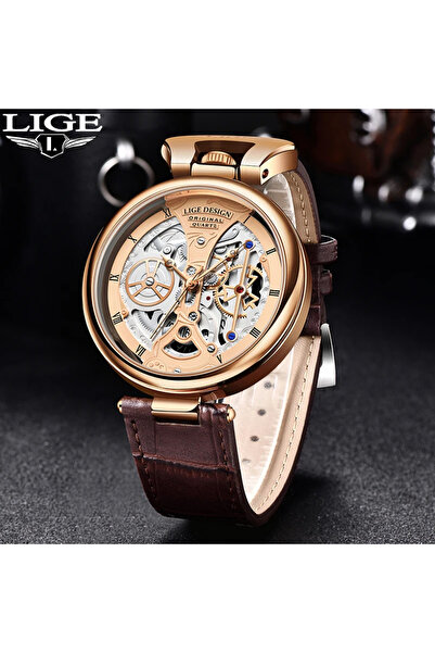 Lige Ανδρικό Ρολόι Χειρός Μόδας Κομψό Πολυτελές Χαλαζία Αναλογικό Δέρμα