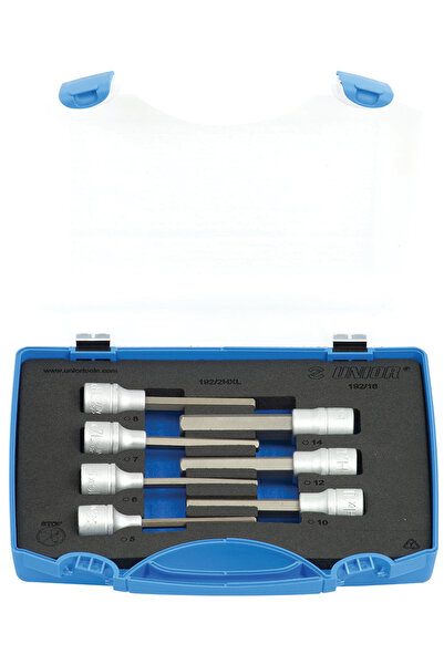 Unior Trusa de capete chei tubulare cu profil hexagonal lungi 1/2'' in cutie ...