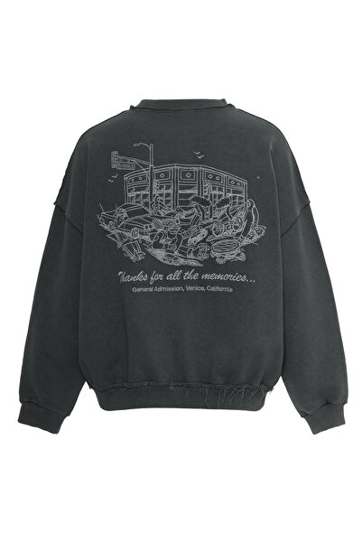 MORREZ Rusty Drive Anthracite Wash Nakış Detaylı Sweatshirt