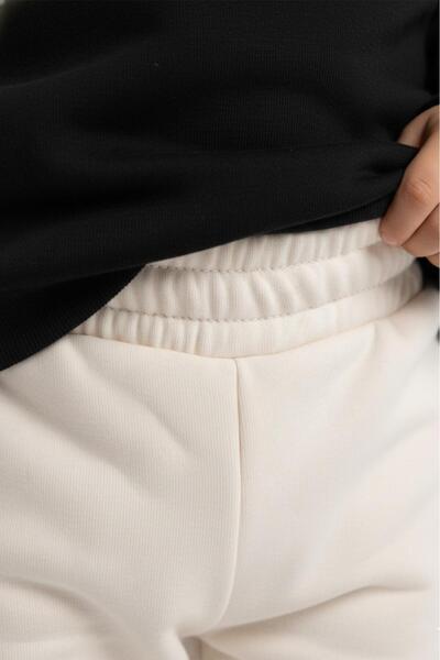 LUESS Boy's 100% Cotton Sweatpants with Elastic Waist and Legs - Ecru (3-4 Years Old 8-9 Years Old)