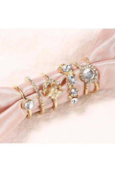 Pursehuit Set de 5 inele aurii, cu pietre, Femme C4