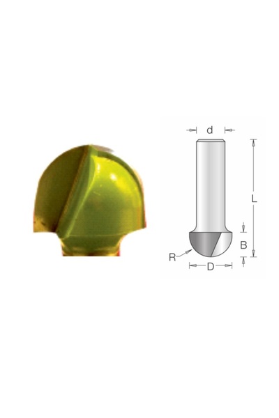 ELBE Freza cu coada, placata CMS profil 1/2 Convex R10 15x12x47 S=8x35